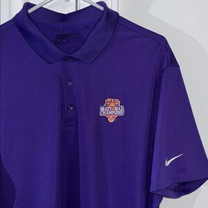 Nike Clemson Tigers 2016 National Championship Dri Fit Golf Polo Purple Shirt XL